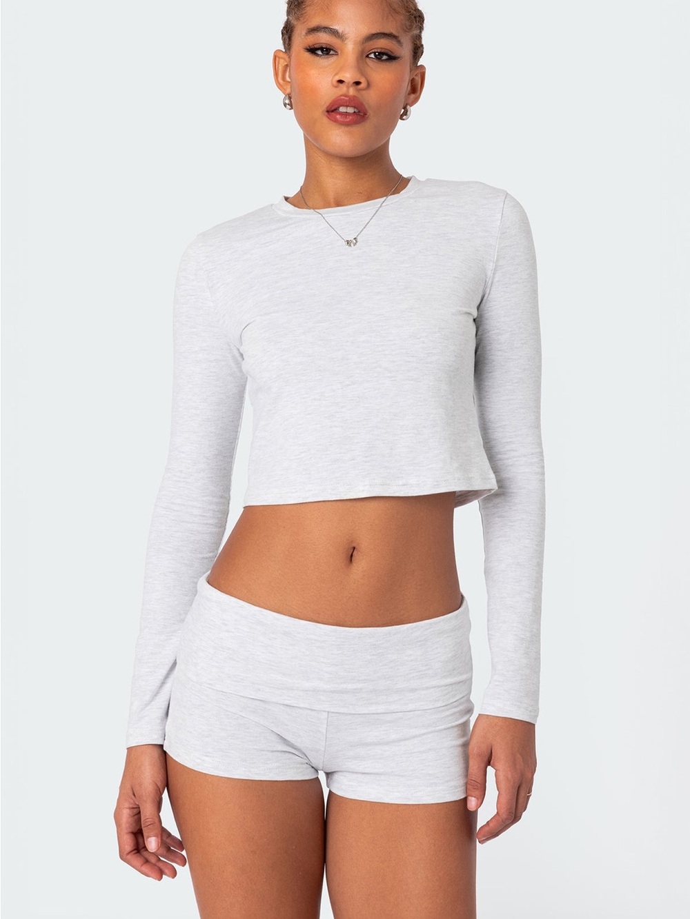 Edikted Heather Light Gray Meg Long Sleeve Top Size Small - C76-040